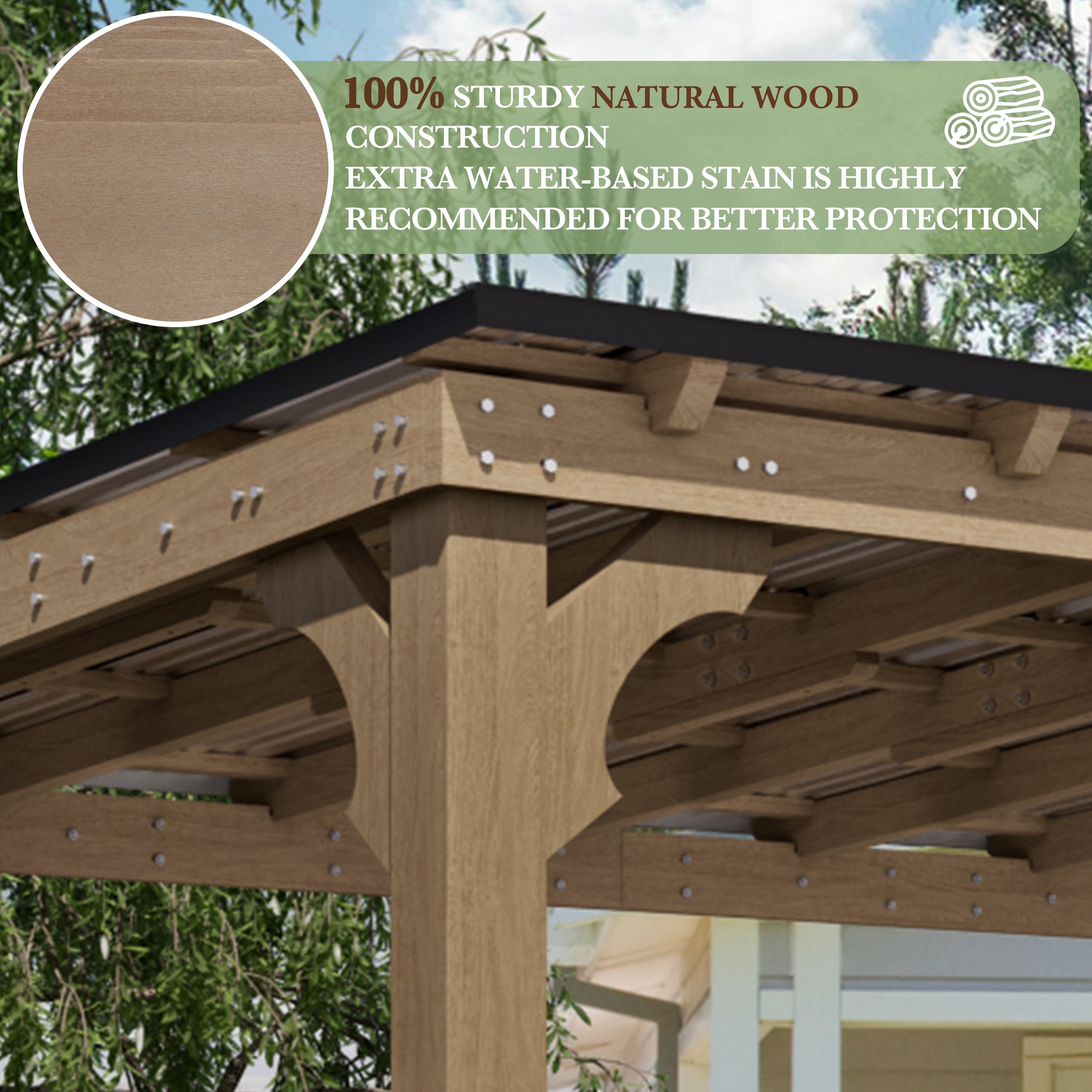Mazonvintage 10'x 12' Outdoor Wooden Grill Gazebo, Heavy Duty BBQ Pergola for Deck, Garden and Patio