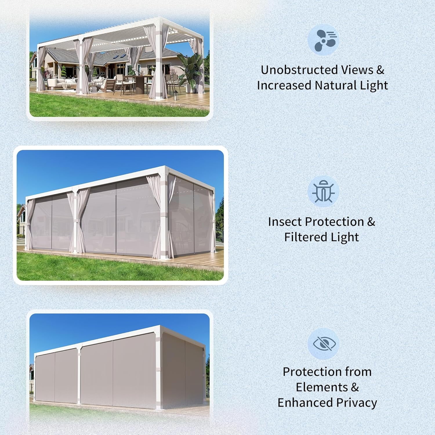 Mazonvintage Louvered Pergola 12x20, All Aluminum Pergola with Adjustable Rainproof Roof,White