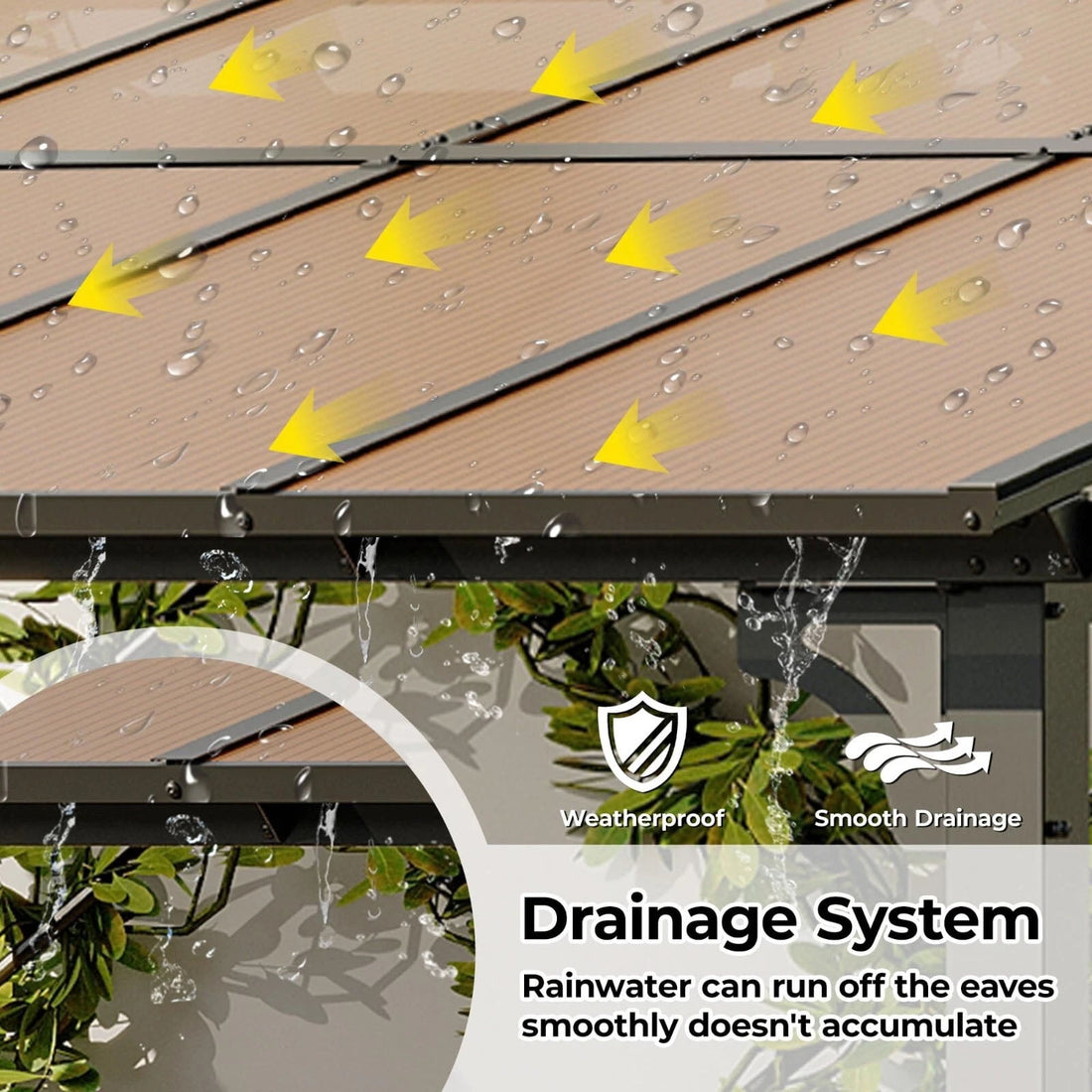 Mazonvintage 12'x20' Outdoor Wall Mounted Gazebo, Hardtop Pergola, Metal Awnings for Patio Mazonvintage Deck