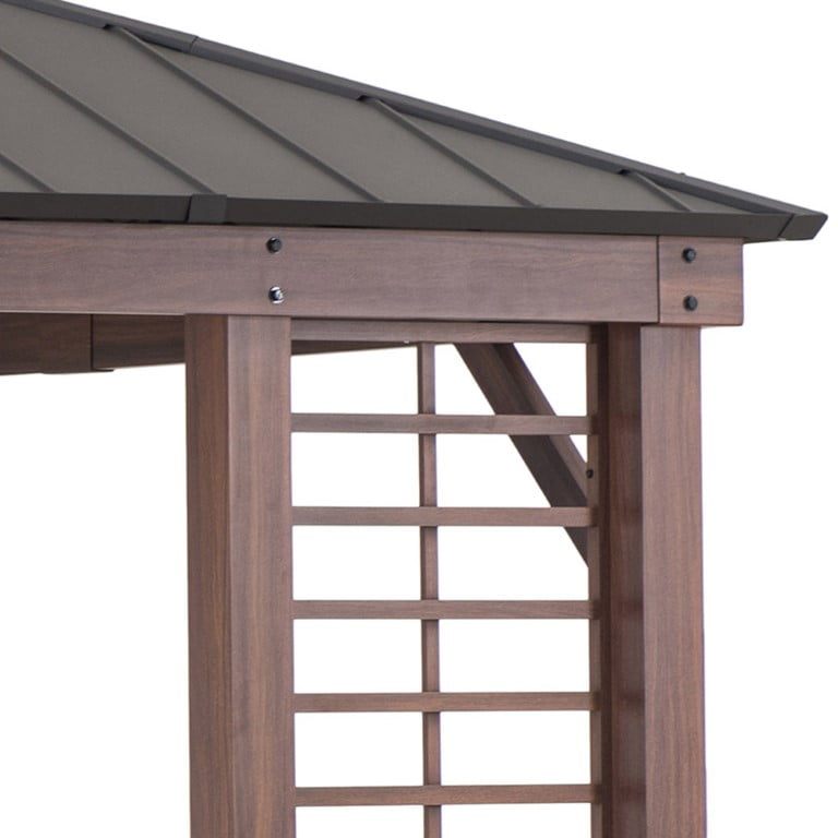 Mazonvintage 13.3 ft. x 14.8 ft. Wilmington Hardtop Gazebo with Galvanized Steel Roof and Frame, Featuring Four Built-in Planters