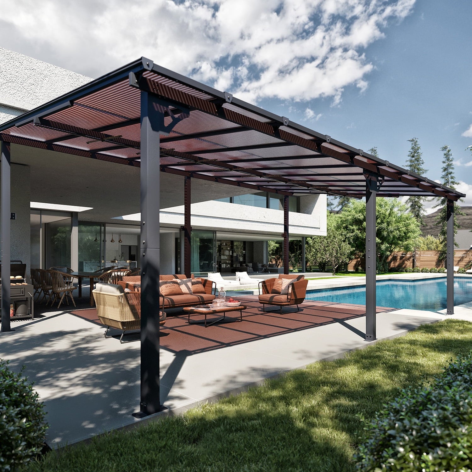 Mazonvintage 12'x20' Gazebo for Patio, Gazebo Pergola with Sloped Roof, Large Wall-Mounted Heavy Duty Awnings, for Patio, Deck and Mazonvintage