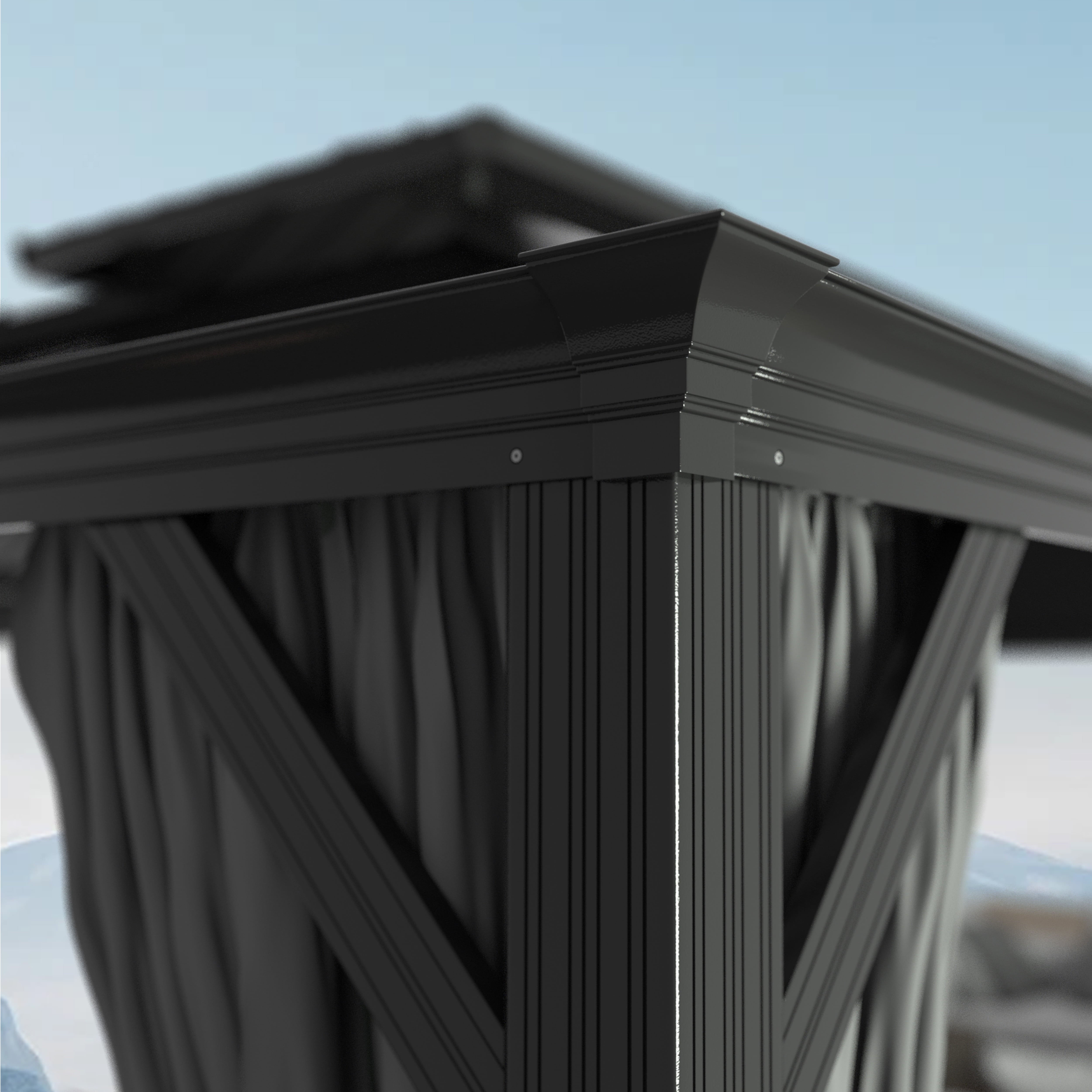 Mazonvintage 20' x 14' Double Roof Hardtop Gazebo with Gutters and Roof Hooks for Patio, Garden
