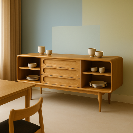 Curved Kitchen Cabinet Contemporary Storage Accent - Image 4