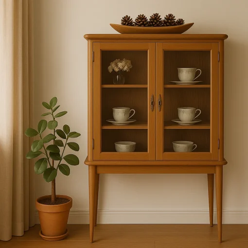 Glass Door Kitchen Cabinet Elegant Compact Display Unit - Image 4