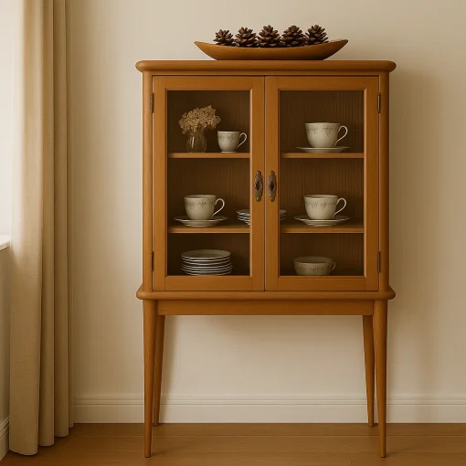 Glass Door Kitchen Cabinet Elegant Compact Display Unit - Image 2