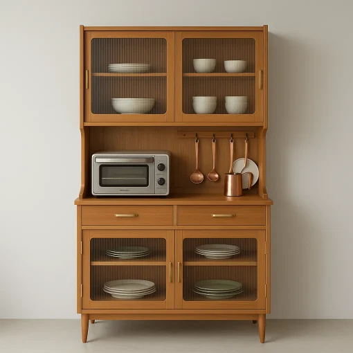 Kitchen Storage Cabinet Multi-Level Organizer Glass Display