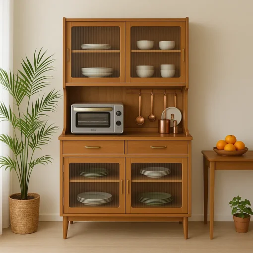 Kitchen Storage Cabinet Multi-Level Organizer Glass Display - Image 3