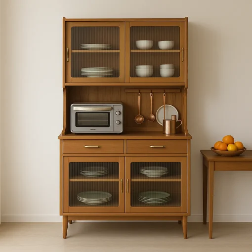 Kitchen Storage Cabinet Multi-Level Organizer Glass Display - Image 4