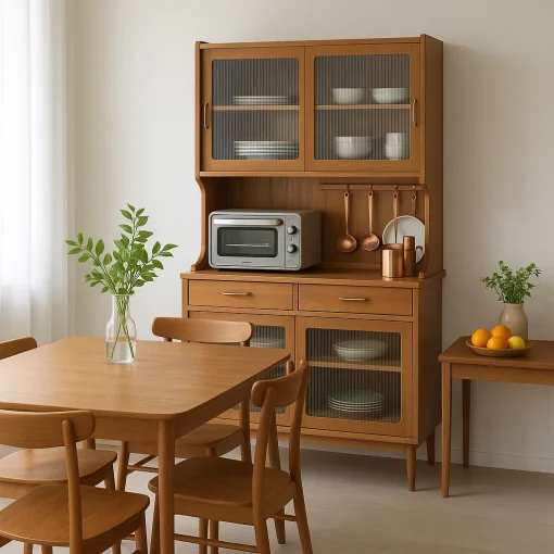 Kitchen Storage Cabinet Multi-Level Organizer Glass Display - Image 2