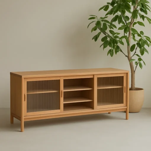 Sliding Door Kitchen Cabinet Modern Lowboard Storage - Image 2